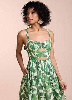Vestido Estampado De Palmeras Verdes Midi Hailey image6