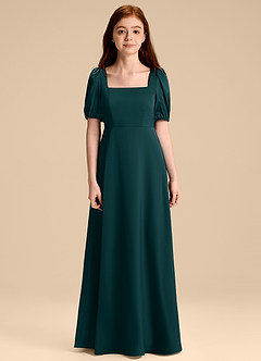 Azazie Briar Junior Robe Trapèze en Satin extensible Arc Vert Pin image7