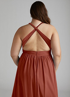 Azazie Ashia Brautjungfernkleider A-Linie Plissee Chiffon Kleid Rotbraun image12