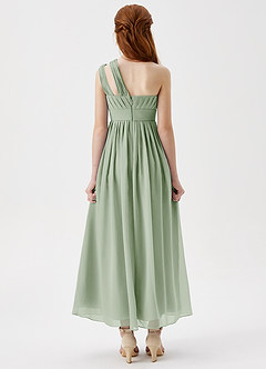 Azazie Anissa Junior Dusty Sage A-Line Pleated Chiffon Dress image2