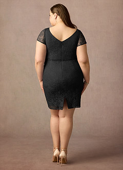 Azazie Lucilia Kleider für die Brautmutter Etui Spitze Kleid Schwarz image2