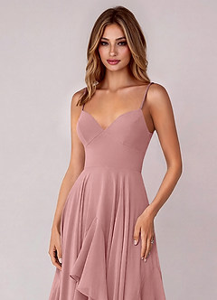 Azazie Zaina Bridesmaid Dresses Dusty Rose A-Line Chiffon Dress image2