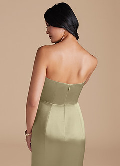 Azazie Aura Bridesmaid Dresses Moss Green Mermaid Metallic Satin Convertible Dress image4