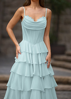 Floralace Mist Ruffled A-line Prom Dress image6