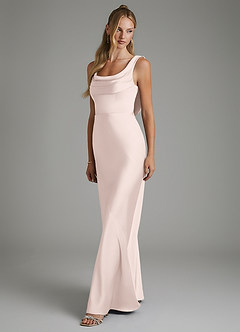 Azazie Elena Bridesmaid Dresses Blushing Pink Mermaid Pleated Stretch Satin Dress image4