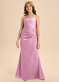 Azazie Renna Junior Meerjungfrau-Linie Plissee Stretch-Satin Kleid Bonbonrosa image4