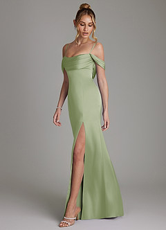 Azazie Nira Brautjungfernkleider Meerjungfrau-Linie Korsett Stretch-Satin Kleid Staubiger Salbeigrün image7