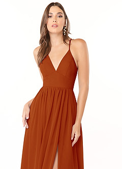 Azazie Aaida Bridesmaid Dresses Paprika A-Line Corset Chiffon Dress image6