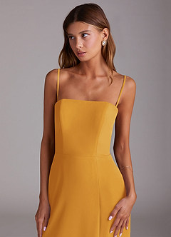 Azazie Wren Vestidos de madrinha de casamento Vestido Caramelo de Chiffon de Linha A com Sem alças image2