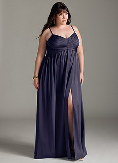 Azazie Alia Bridesmaid Dresses Stormy A-Line Pleated Stretch Satin Dress image12
