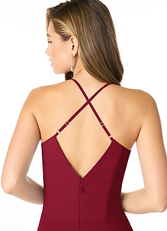 Azazie Carolina Bridesmaid Dresses Burgundy Mermaid Ruched Chiffon Dress image5