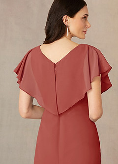 Azazie Julia Mother of the Bride Dresses Terracotta Sheath V-Neck Pleated Chiffon Dress image5
