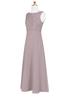 Azazie Snow A-Line Lace Chiffon Floor-Length Junior Bridesmaid Dress image9
