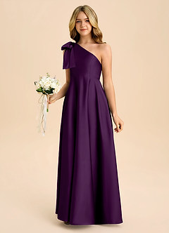 Azazie Penguin Junior Abito A-Line in Raso Elasticizzato Fiocco Uva image5