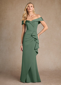 Azazie Laredo Mother of the Bride Dresses Eucalyptus Mermaid Off the Shoulder Stretch Crepe Dress image4