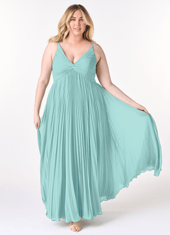 Azazie Raychelle Bridesmaid Dresses Aqua A-Line V-Neck Chiffon Dress image7