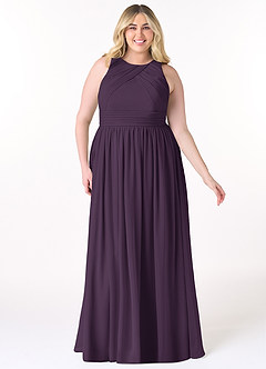 Azazie Harper Bridesmaid Dresses Plum A-Line Pleated Chiffon Dress image6