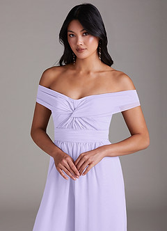 Azazie Lamara Vestidos de damas de honor Lila de Gasa de Mono Convertible con Vestidos sin tirantes image7
