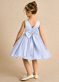 Azazie Tadpole Flower Girl Dresses Lavender A-Line Pleated Matte Satin Dress image5