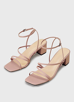 front Strips Ankle Wrap Medium Heel Sandals