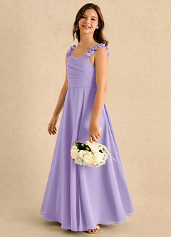 Azazie Masie Girls Formal Flower Girl Dresses Lilac A-Line Pleated Chiffon Dress image6