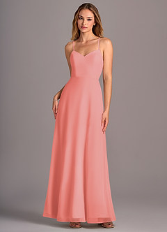 Azazie Mei Bridesmaid Dresses Coral A-Line Chiffon Dress image1