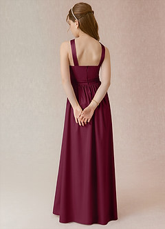 Azazie Jiya Junior Mulberry A-Line Pleated Stretch Satin Dress image2