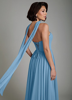 Azazie Petra Bridesmaid Dresses Steel Blue A-Line Corset Chiffon Dress image9