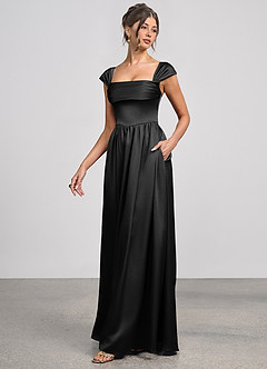 Odette Black Luminous Satin Maxi Dress image2