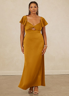 Christian Siriano Bridal for Azazie 1005 Brautjungfernkleider Etui Herzausschnitt Stretch-Satin Kleid Butterscotch image12
