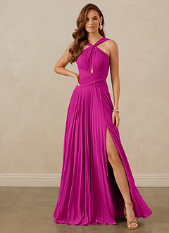 Christian Siriano Bridal for Azazie 1009 Bridesmaid Dresses Fuchsia A-Line Pleated Chiffon Dress image2