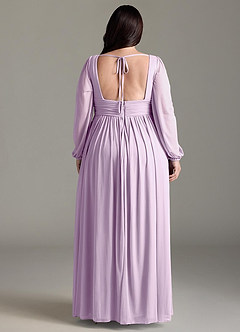 Azazie Norah Bridesmaid Dresses Frosted Lilac A-Line V-Neck Long Sleeve Chiffon Dress image7