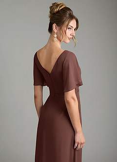 Azazie Ambrosia Bridesmaid Dresses Espresso A-Line Pleated Chiffon Dress image7