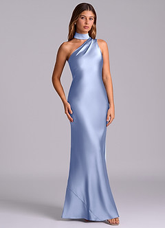 Azazie Seona Robes de demoiselle d'honneur Robe Sirène en Satin extensible Une épaule Eis image3