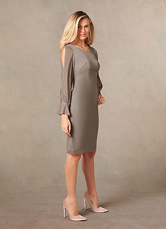 Azazie London Kleider für die Brautmutter Etui Gittergewebe Kleid Taupe image6