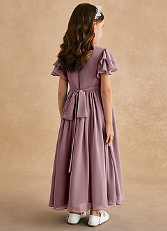 Azazie Ali Flower Girl Dresses Dusty Rose A-Line Pleated Chiffon Dress image2