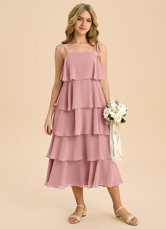 Azazie Shortcake Junior Klä av A-Line i Chiffong Rosett image4