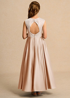 Azazie Candy Girl Flower Girl Dresses English Rose Ball-Gown Bow Matte Satin Dress image3