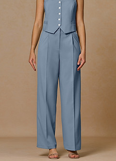 front Rowan Dusty Blue Refined Weave Performance pants