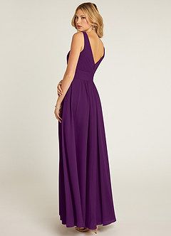 Azazie Pierrette Bridesmaid Dresses Grape A-Line Pleated Chiffon Dress image4