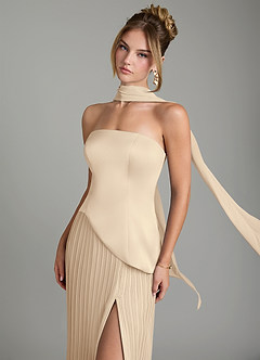 Azazie Tierney Bridesmaid Dresses Champagne A-Line Strapless Chiffon Convertible Dress image7