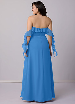 Barbie ♥ Azazie Jurken voor bruidsmeisjes Converteerbaar Jurk van Chiffon met A-Lijn Off the Shoulder Blauwe Gaai image9