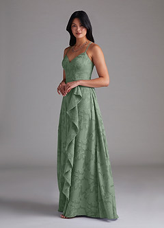 Azazie Naeem Bridesmaid Dresses Matcha A-Line Floral Burnout Dress image2