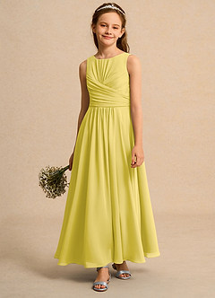 Azazie Ducky Girls Formal Flower Girl Dresses Canary A-Line Pleated Chiffon Dress image4