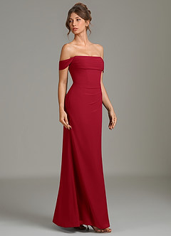Azazie Jalice Jurken voor bruidsmeisjes Jurk van Chiffon met Zeemeermin Off the Shoulder Scharlaken image4