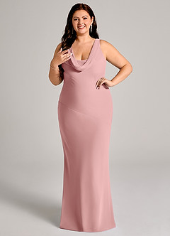 Azazie Rylina Bridesmaid Dresses Dusty Rose Mermaid Pleated Chiffon Dress image10
