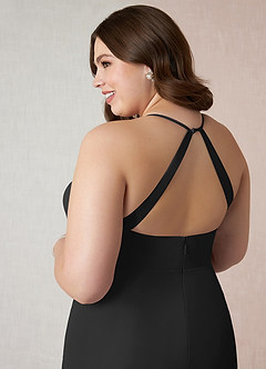 Azazie Becca Bridesmaid Dresses Black Sheath V-Neck Chiffon Dress image11