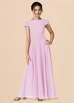 Azazie Payton Candy Pink A-Line Bow Chiffon Dress image1