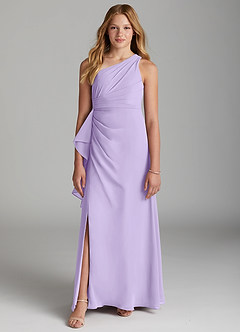 Azazie Maive Junior Lilac A-Line Pleated Chiffon Dress image2