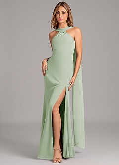 Azazie Kinsley Kleider zum Anprobieren zu Hause Meerjungfrau-Linie Plissee Chiffon Kleid Dunkelmarine image4